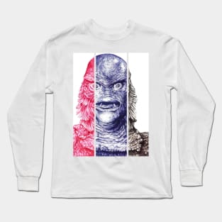 Creature From the Black Lagoon,  A ball point pen portrait. Long Sleeve T-Shirt